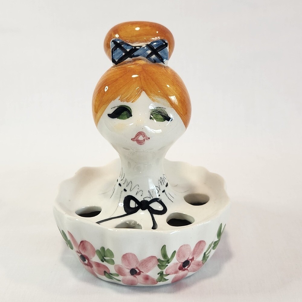 Vintageβ Lady Head Vintage Lipstick Holder Quadrifoglio Italy 60s (?)
